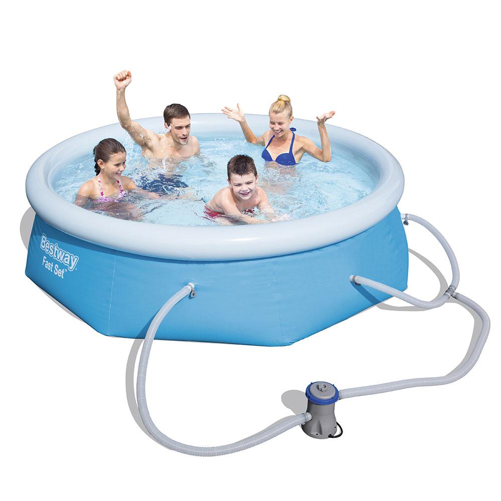 8" x 26" Inflatable Above Ground Swimming Pool with Filter Pump (2 Pack)