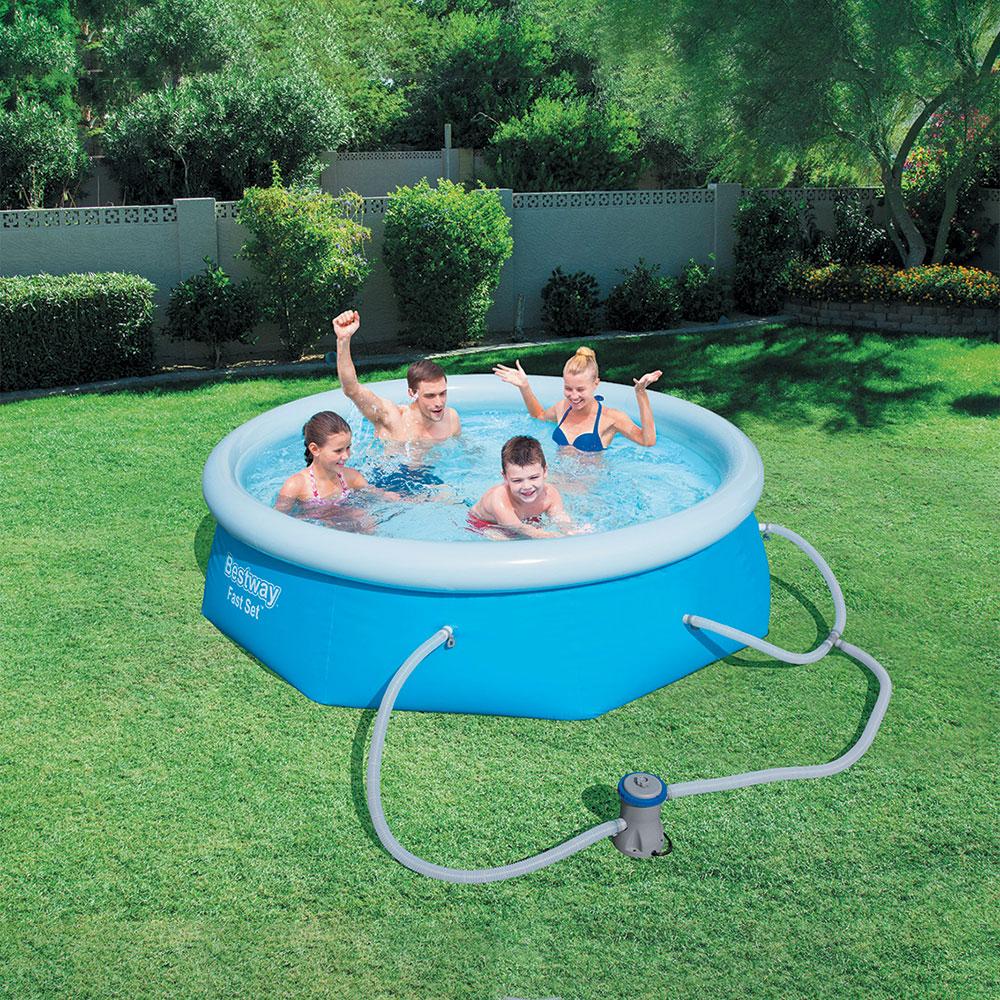 8" x 26" Inflatable Above Ground Swimming Pool with Filter Pump (2 Pack)