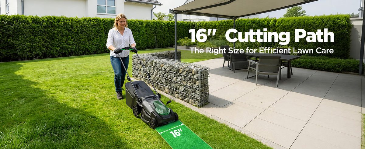 16" Electric Lawn Mower, 40V Cordless Lawn Mower with 2x5.0Ah Batteries &amp; Charger, Brushless Motor, 2-in-1 Mulching &amp; Bagging, 6-Position Height Adjustment, for Small to Medium Yards
