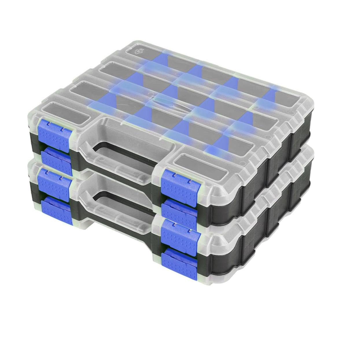Hardware Organizer Box 34 Compartments Small Parts Organizer with Removable Dividers Durable Plastic Double Side Tools Box Screw Organizers For Nuts, Bolts, Screws, Nails 2Pack