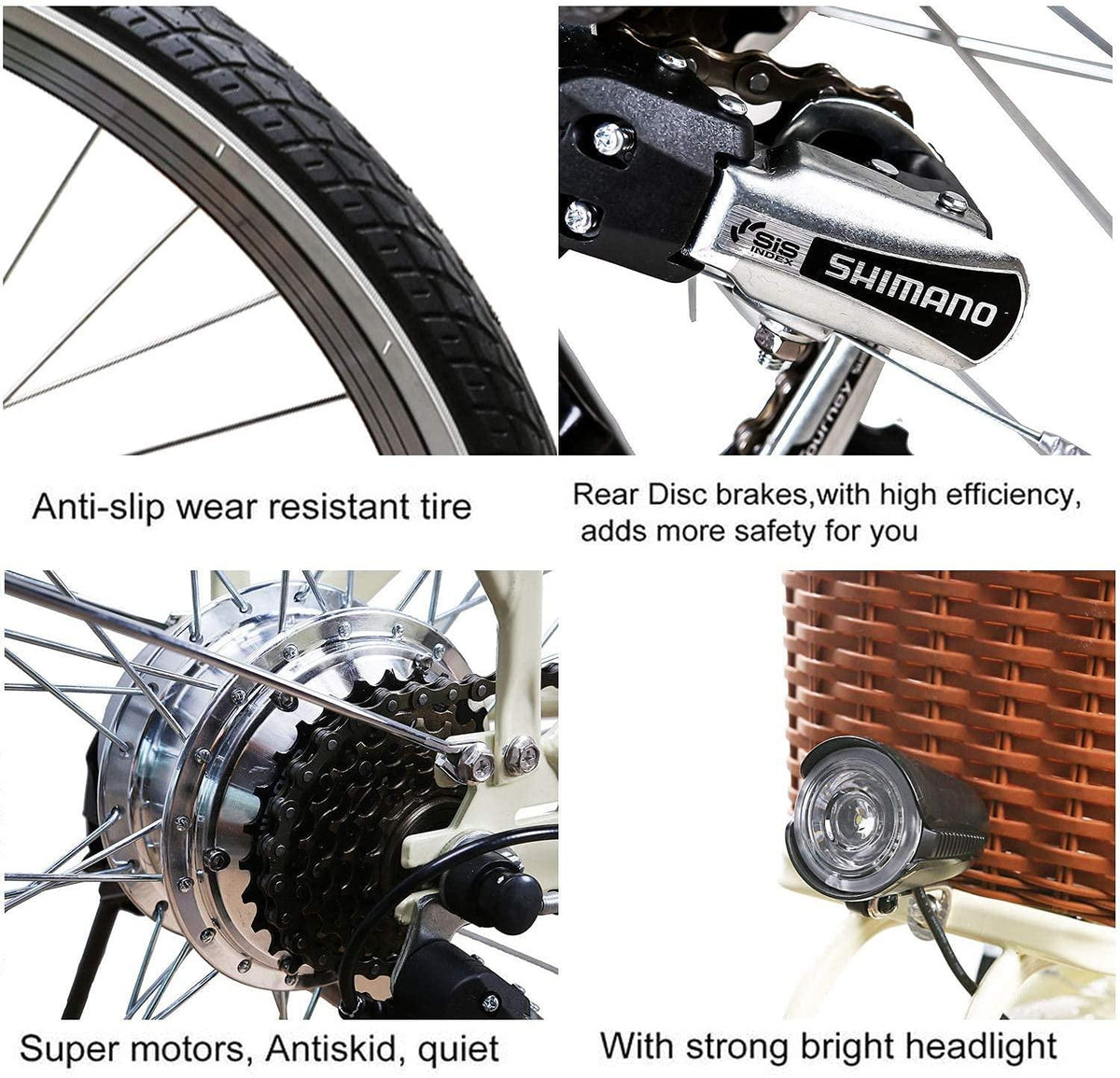 250W Electric Bike 26" Electric Bicycle 6 Speed Electric Bikes for Adults City Ebike for Women with Basket High Speed Electric Bikes with 36V 12AH Removable Battery