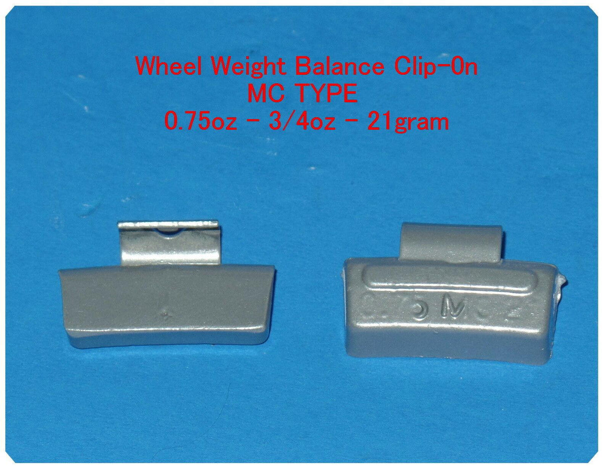1000 Pcs ZN CLIP-ON WHEEL WEIGHT  0.75oz 3/4oz 21g MC Type Total 750.00oz