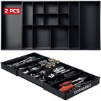 Tool Box Organizer Tray Divider Set, Expandable LarToolbox StoraTray Kit, Rolling Tool Chest Drawer Bins, Hardware Screwdrivers Pliers Organization, 2pcs low profile Trays.