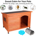 ROCKEVER Dog Houses Outdoor Insulated, Weatherproof Dog Houses Outside with Door Cute Wooden