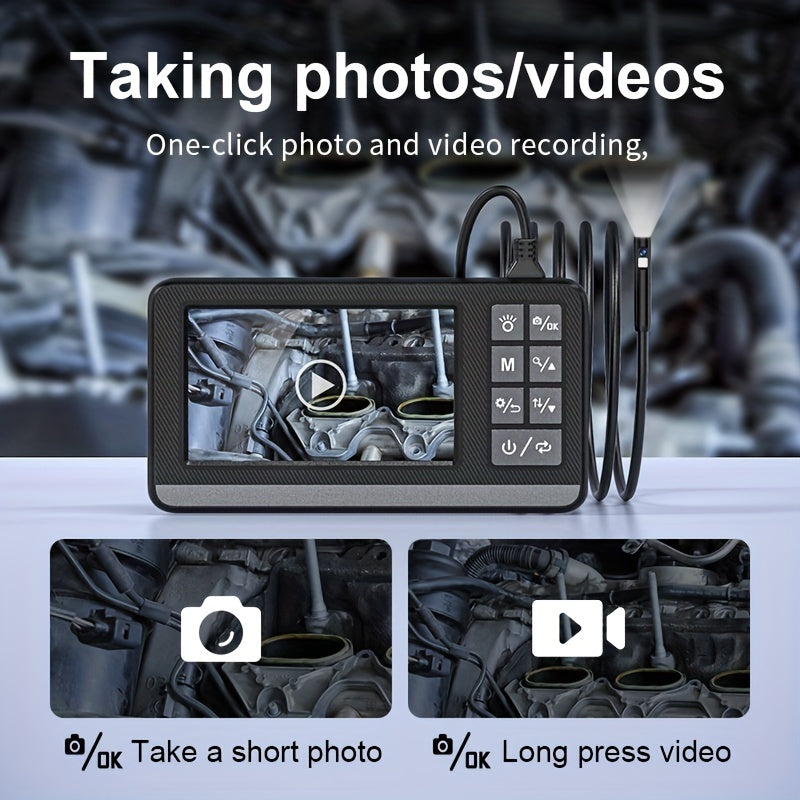 4.3 Inch IPS Industrial Endoscope HD Camera Photo IP67 Waterproof Ima3X Magnification 1080P Car Repair Engine Detection Air Repair Pipe Stain Probe