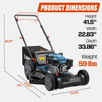 21'' Self-Propelled Gas Lawn Mower (FWD), 170 cc 4-Cycle Engine 3.8 HP, 3-in-1 (Bagging/Mulching/Side Discharge), 6-Position Cutting Height Adjustment, 1.7 Bushels Grass Bag