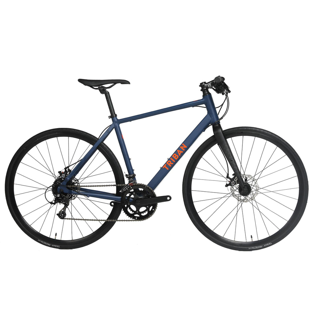 Decathlon Triban RC120, Aluminum Road Bike, Flat Bar, 700c, X Small, Blue