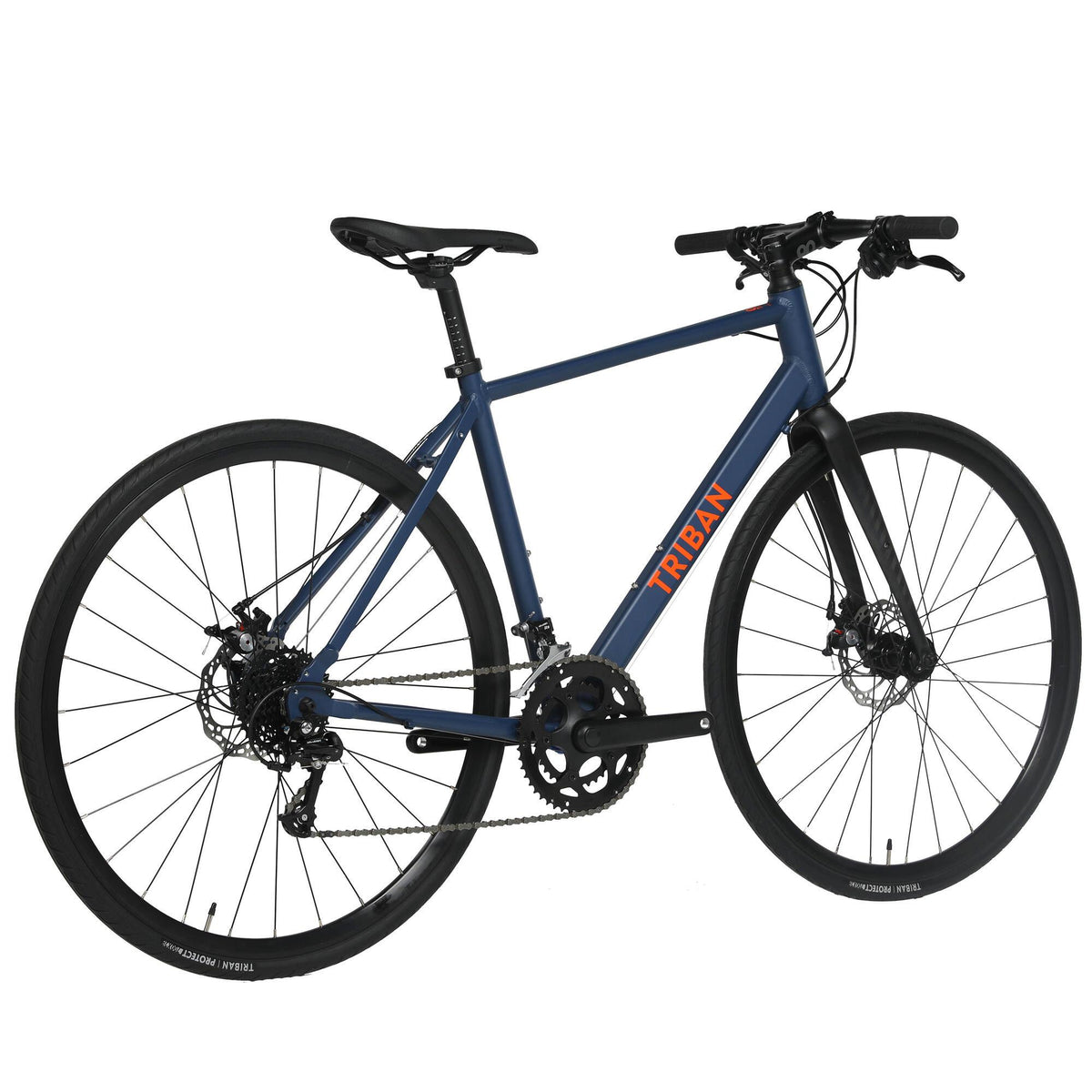 Decathlon Triban RC120, Aluminum Road Bike, Flat Bar, 700c, X Small, Blue