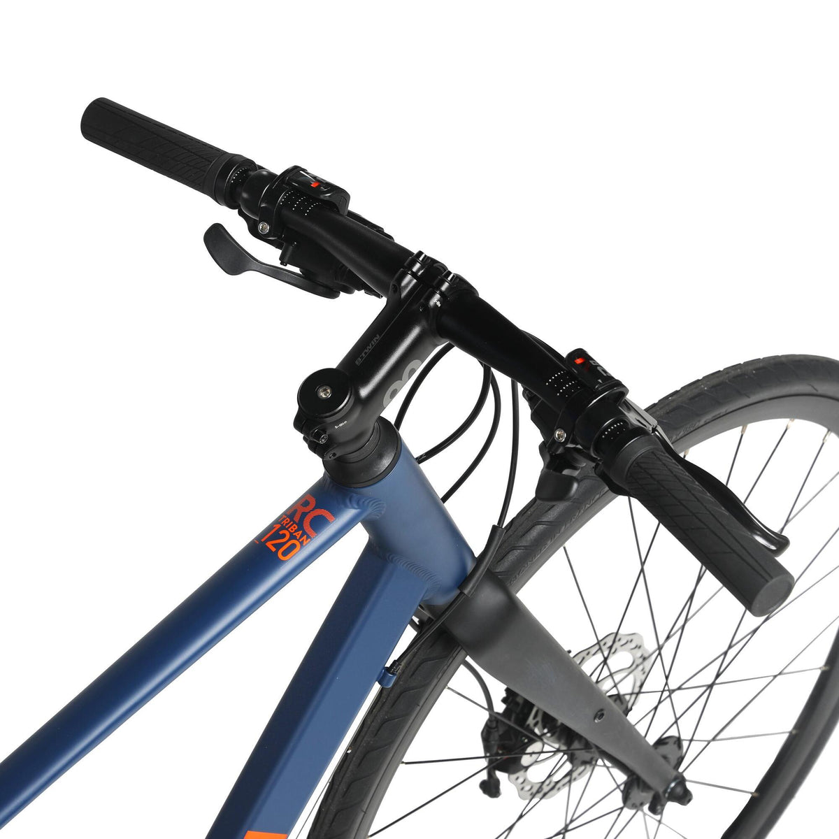 Decathlon Triban RC120, Aluminum Road Bike, Flat Bar, 700c, X Small, Blue