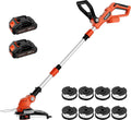 20V Electric Weed Wacker Cordless Edger Lawn Tool 2 X 2.0Ah Battery Powered Weed Eater with Charger, 12 Inch Lightweight String Trimmer, Auto Line Feed Grass Cutter Lawn Mower for Small Yard Orange