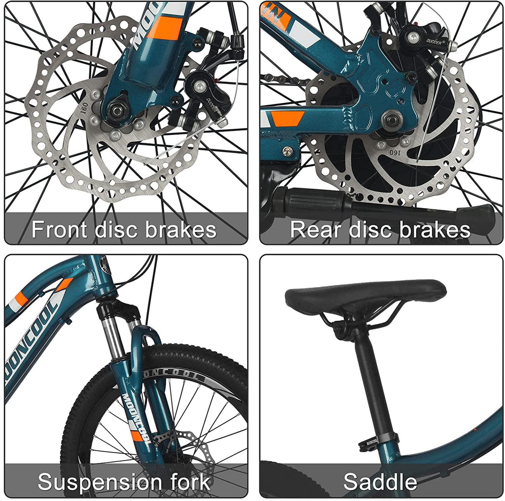 Mountain Bike 21 Speeds 20/24/ 26 Inch Wheel, Double Disc Brakes Mountain Bicycles, Aluminum and Steel Frame Options, Multiple Colors Adult Mountain Bikes for Men Women Ladies.