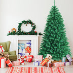 Gymax Green Iridescent Hinged Full Artificial Lush Realistic Christmas Tree, 8'