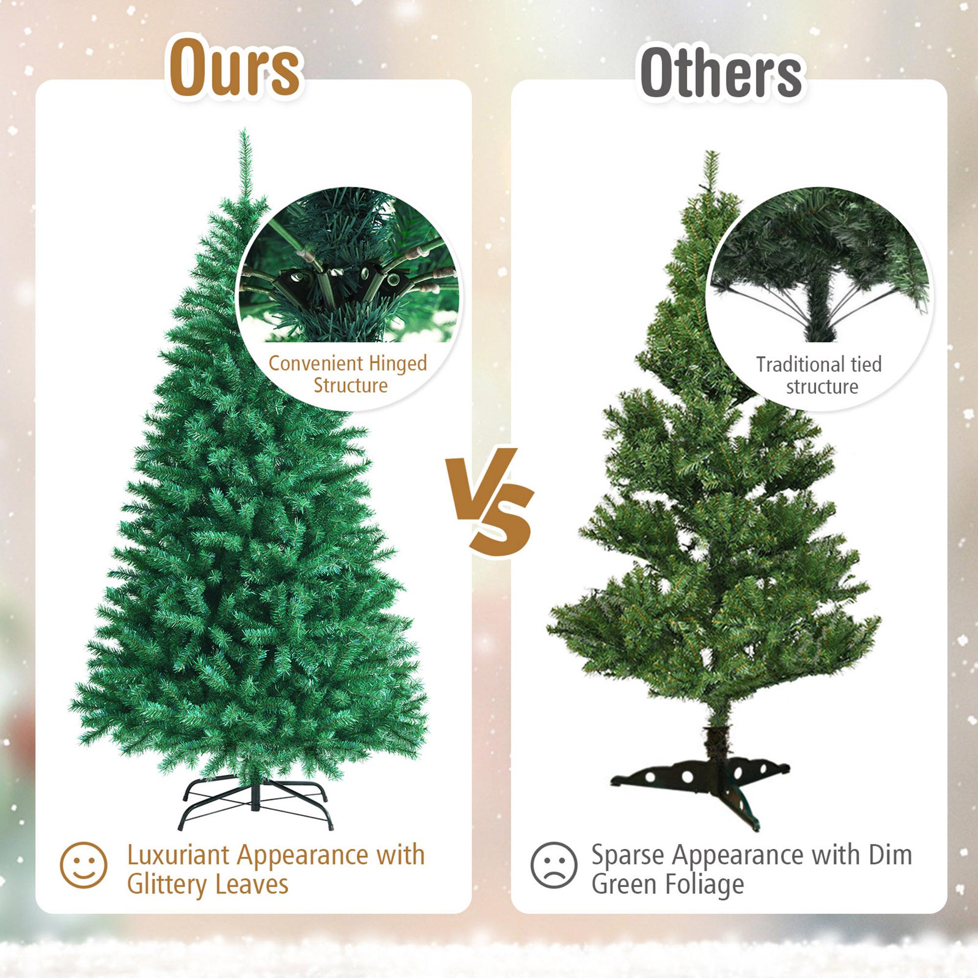 Gymax Green Iridescent Hinged Full Artificial Lush Realistic Christmas Tree, 8'