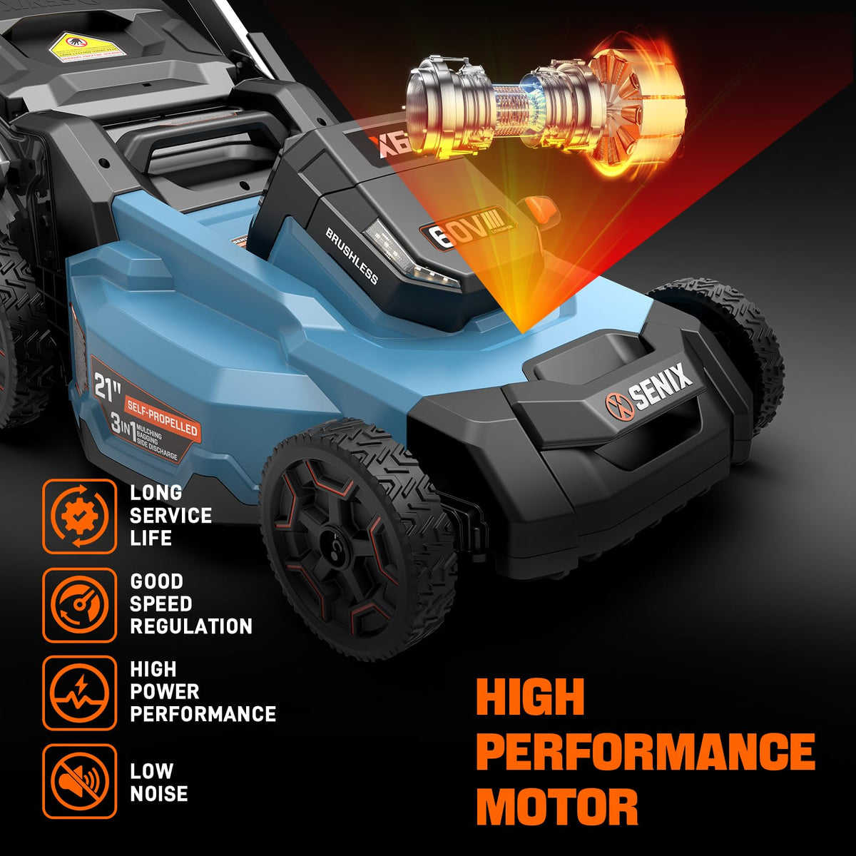 X6 60V Max 21" Self-Propelled Mower, 3-in-1 w/ 8Ah Battery &amp; Charger, Smart Display, 7-Level Adj. (Note: Battery &amp; Mower Shipped Separately)