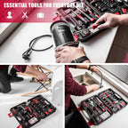 128-Piece Home Repair Tool Set, Tool Sets for Homeowners, General Household Hand Tool Set with StoraToolbox, EVHT12801, Black + Red (ASK01)