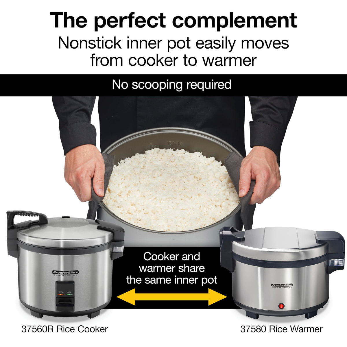 Commercial 37560R Rice Cooker/Warmer, 60 Cups Cooked Rice Capacity, Nonstick Inner Pot, Hinged Lid,  Steel Housing, Conforms to NSF