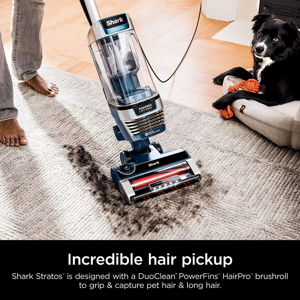 Shark AZ3002 Stratos Upright Vacuum with DuoClean PowerFins, HairPro, Powered Lift-Away, Self-Cleaning Brushroll, &amp; Odor Neutralizer Technology, Navy