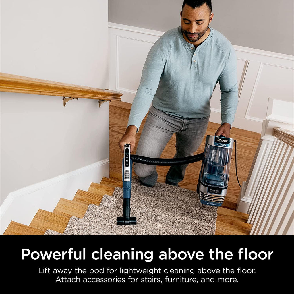 Shark AZ3002 Stratos Upright Vacuum with DuoClean PowerFins, HairPro, Powered Lift-Away, Self-Cleaning Brushroll, &amp; Odor Neutralizer Technology, Navy