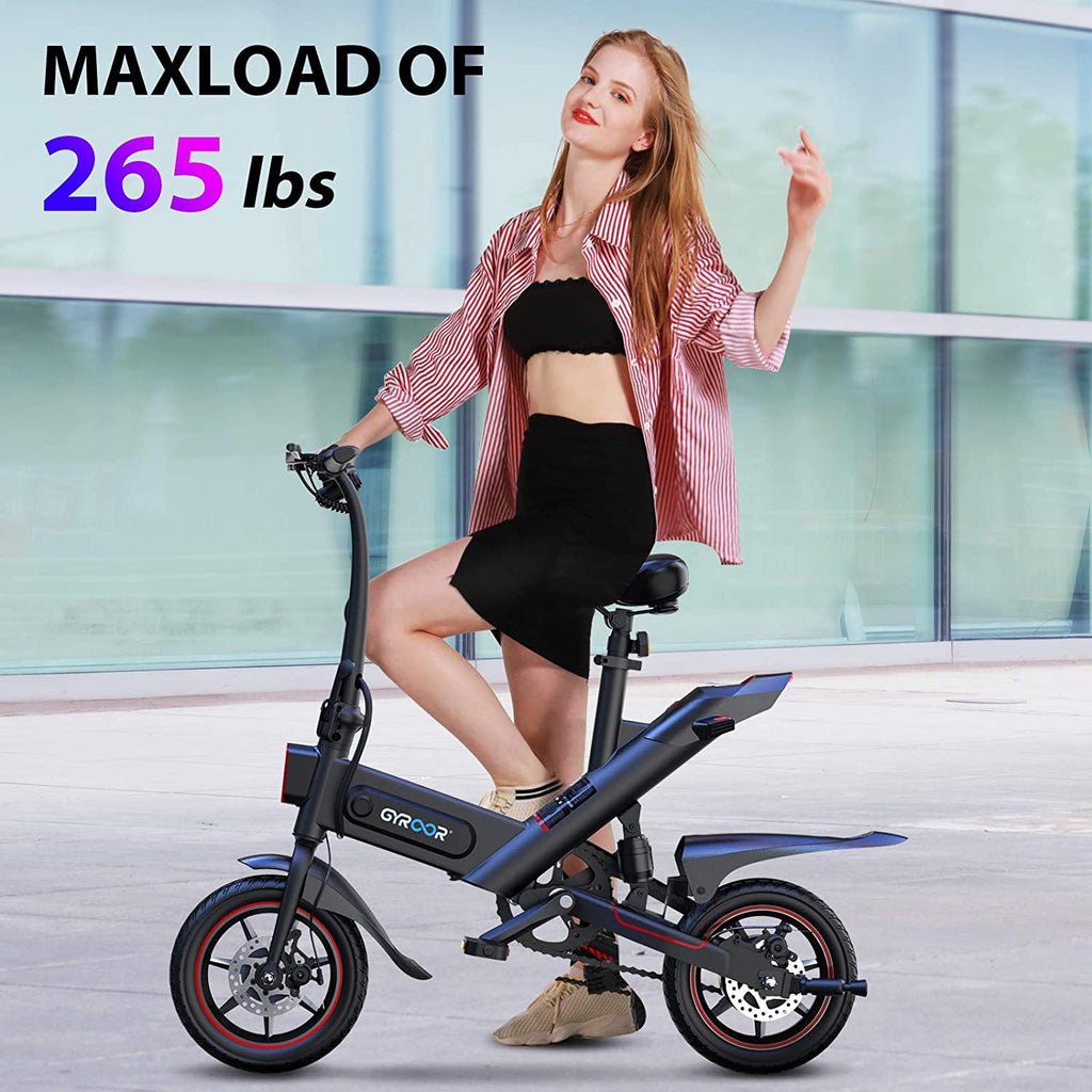 Gyroor C3 Electric Bike for Adults, 450W eBike with 18.6MPH up to 28 Mileage, 14in Air-Filled Tires, Dual Disc Braking, 3 Riding Modes