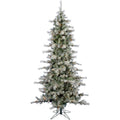 Fraser Hill Farm Clear Prelit LED Green Flocked Buffalo Fir Slim Artificial Christmas Tree, with String Lighting 9'