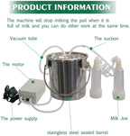huidazhou cow milking machine electric,pulsation vacuum pump cow milker, automatic portable livestock milking equipment, stainless steel milker livestock household domestic farm milking device,14l