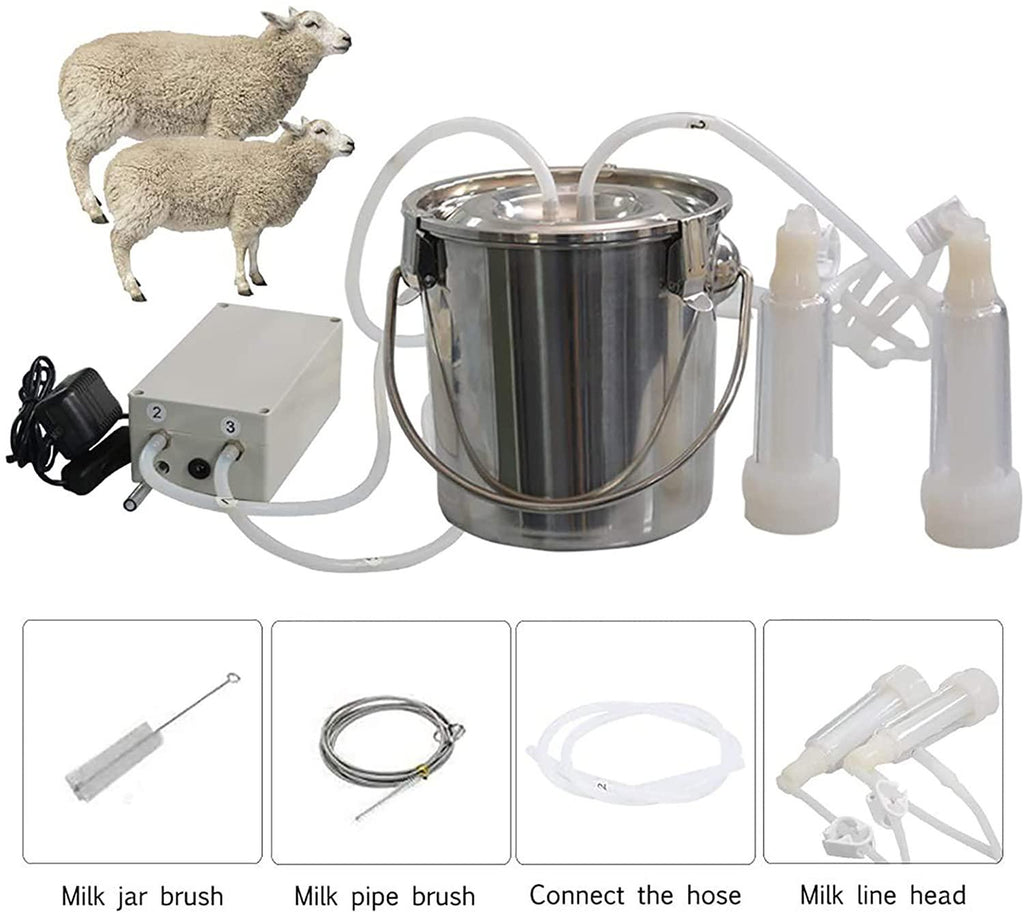 huidazhou cow milking machine electric,pulsation vacuum pump cow milker, automatic portable livestock milking equipment, stainless steel milker livestock household domestic farm milking device,14l