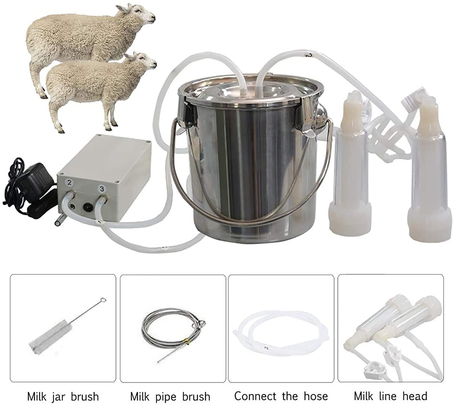 huidazhou cow milking machine electric,pulsation vacuum pump cow milker, automatic portable livestock milking equipment, stainless steel milker livestock household domestic farm milking device,14l