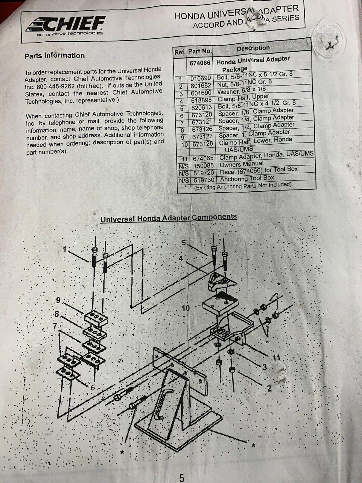 Honda Anchoring Set For Chief Frame Rack Holding Adapters For Honda