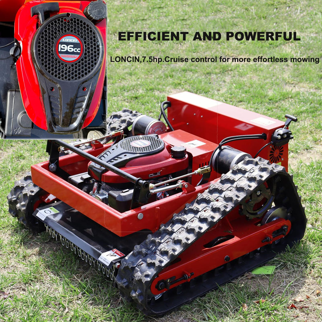 Remote Control Robotic Lawn Mower, Automatic Track Lawn Mower for 45° Slope, Adjustable Cutting Height, All Terrain Grass Cutter Yard Mower USA Stock