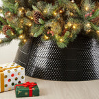 40.5 in. D Christmas Black Hammered Metal Tree Collar (KD)