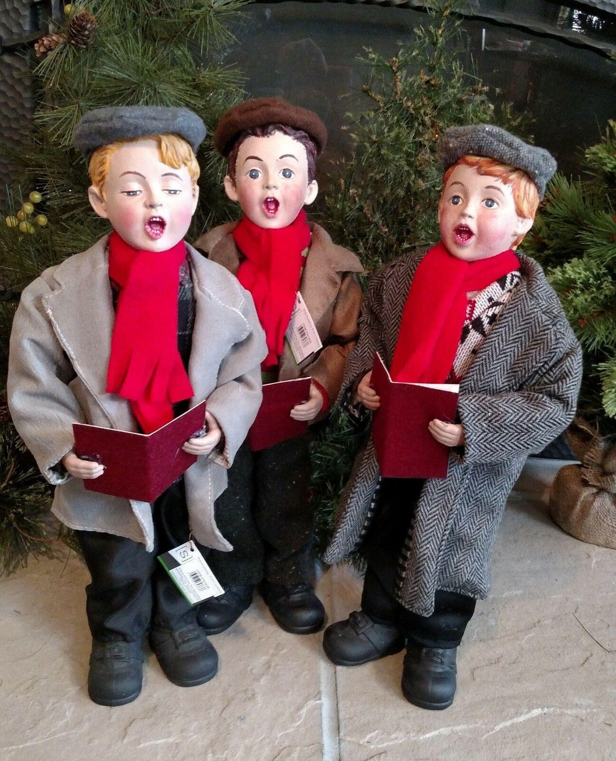 Set 3 NIB 16" THREE BOY CAROLERS Christmas Scene Figure Display Prop