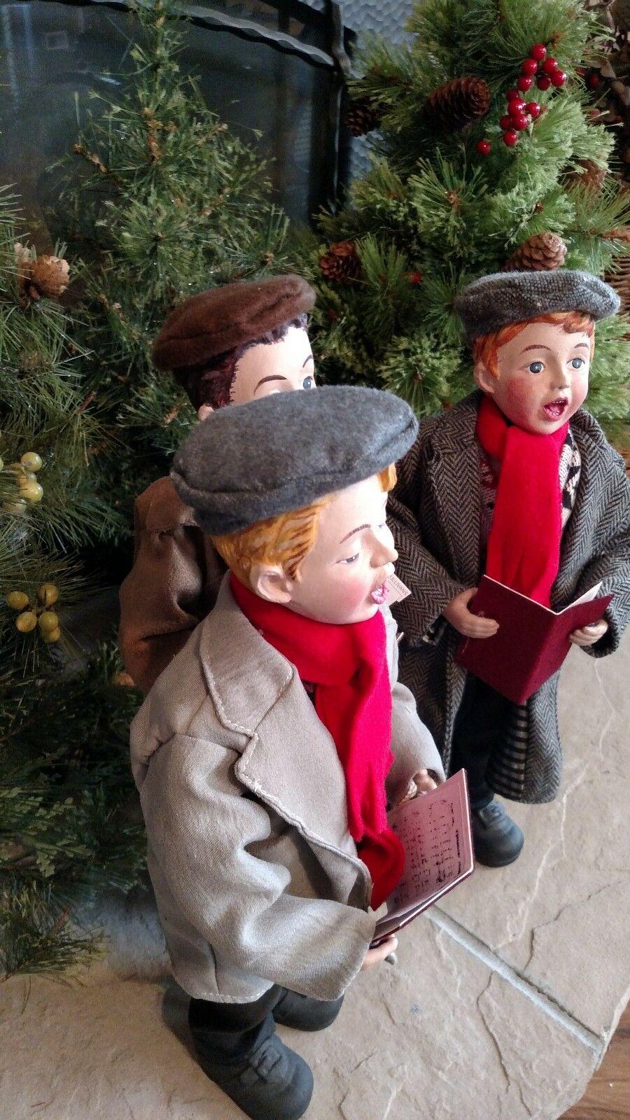 Set 3 NIB 16" THREE BOY CAROLERS Christmas Scene Figure Display Prop