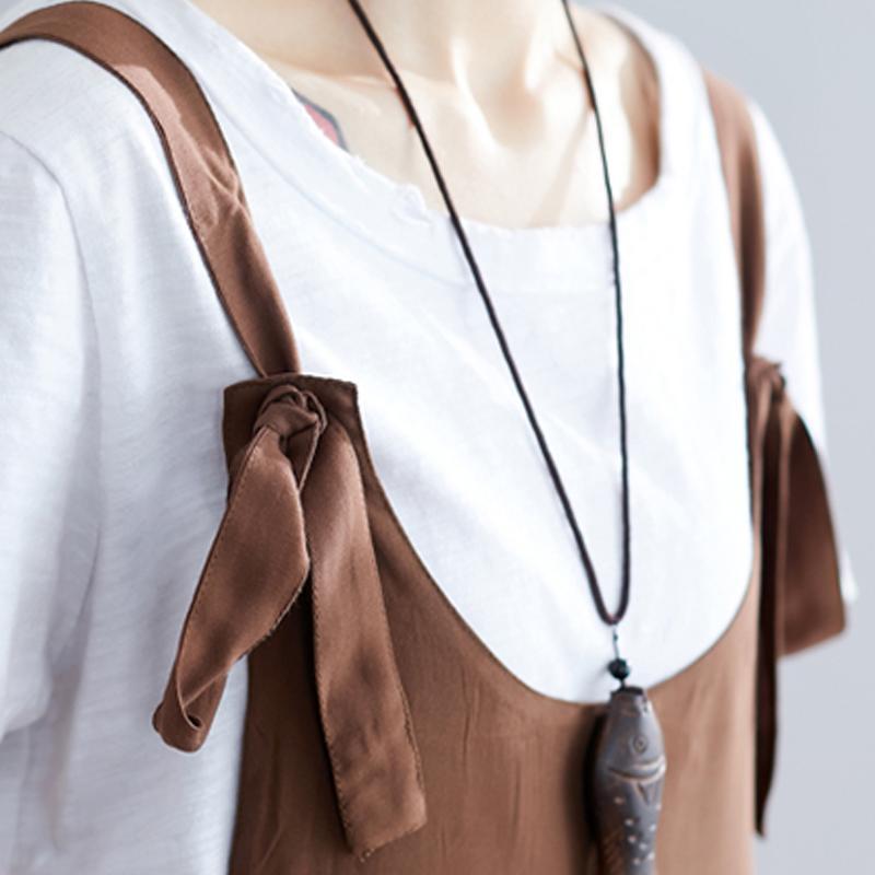Summer Solid Casual Loose Adjustable Belts Cropped Jumpsuits