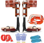 GothicBride Tree Climbing Spikes -Steel with Harness Belt, Upgraded Leather Tree Climbing Tool Set Adjustable Tree Climbing Spike with Non-Slip Pedal for Outdoor Activities (with belt)