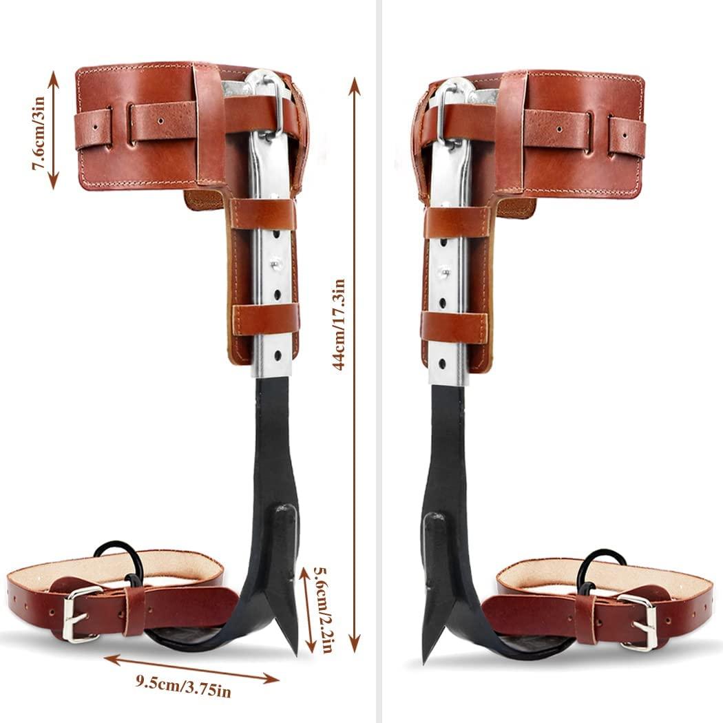 GothicBride Tree Climbing Spikes -Steel with Harness Belt, Upgraded Leather Tree Climbing Tool Set Adjustable Tree Climbing Spike with Non-Slip Pedal for Outdoor Activities (with belt)