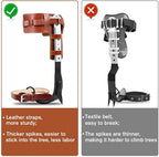 GothicBride Tree Climbing Spikes -Steel with Harness Belt, Upgraded Leather Tree Climbing Tool Set Adjustable Tree Climbing Spike with Non-Slip Pedal for Outdoor Activities (with belt)