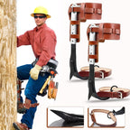 GothicBride Tree Climbing Spikes -Steel with Harness Belt, Upgraded Leather Tree Climbing Tool Set Adjustable Tree Climbing Spike with Non-Slip Pedal for Outdoor Activities (with belt)