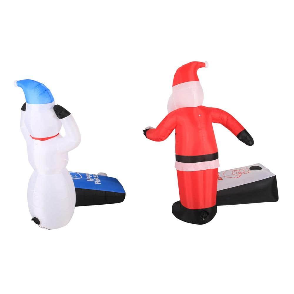 5 ft. Inflatable Santa And Snowman Playing Corn Hole