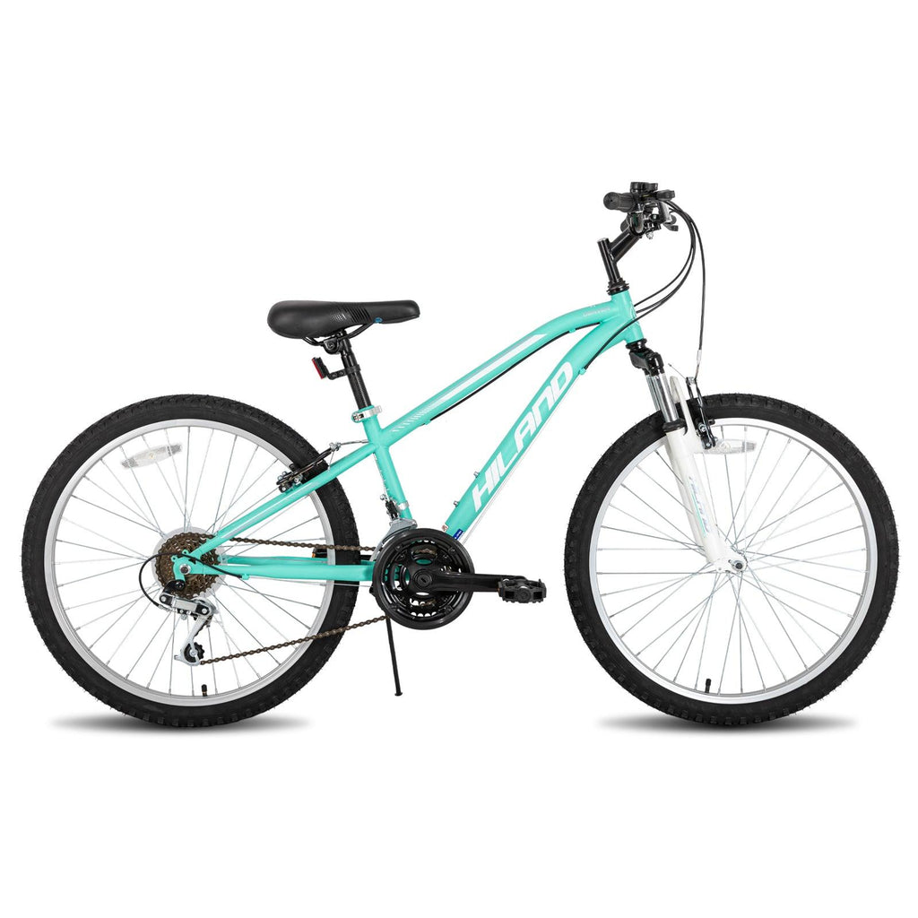 Hiland 24 Inch Steel Frame Mountain Bike for-teenagers and Beginner-Level to Advanced Riders, Green