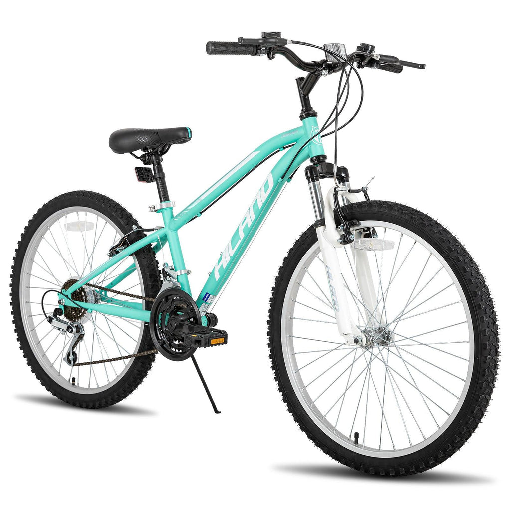 Hiland 24 Inch Steel Frame Mountain Bike for-teenagers and Beginner-Level to Advanced Riders, Green