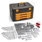 gearwrench 80972 243-piece 12 point 1/4 in., 3/8 in. and 1/2 in. mechanics tool set with 3 drawer storage box