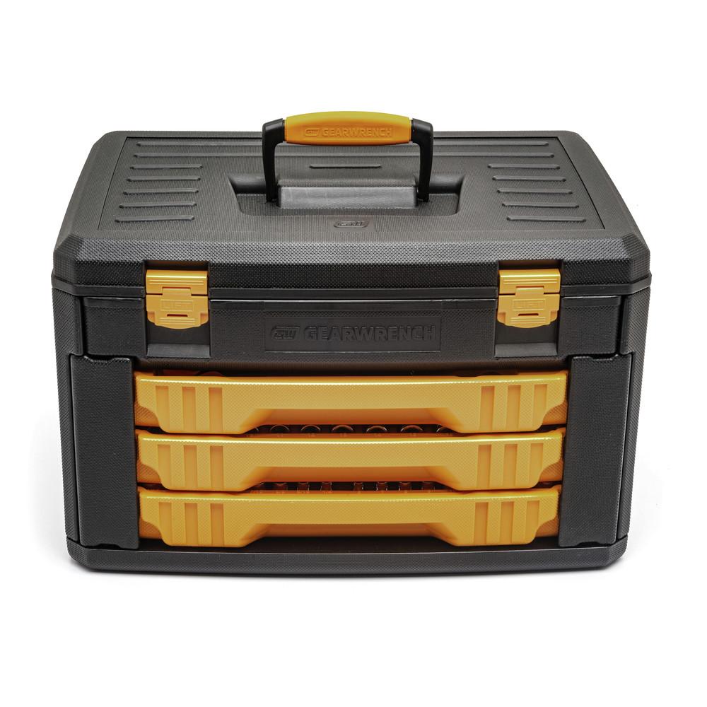 gearwrench 80972 243-piece 12 point 1/4 in., 3/8 in. and 1/2 in. mechanics tool set with 3 drawer storage box