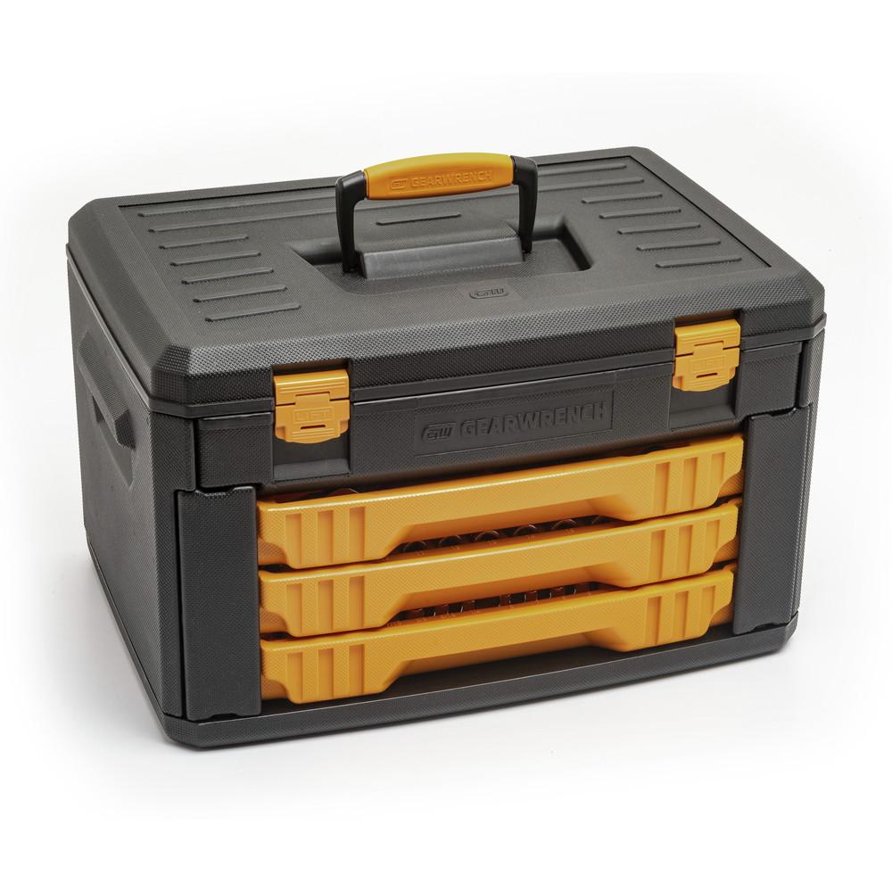 gearwrench 80972 243-piece 12 point 1/4 in., 3/8 in. and 1/2 in. mechanics tool set with 3 drawer storage box