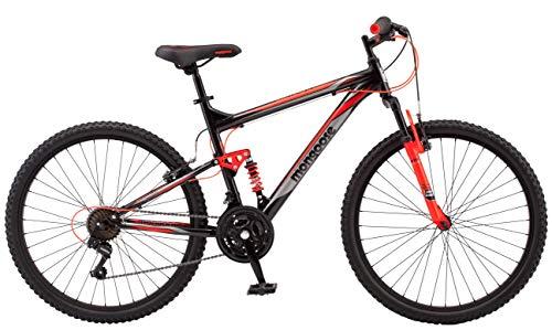 Mongoose Status 2.2 Men's with Full and Suspension 26 In. Bicycle, Black