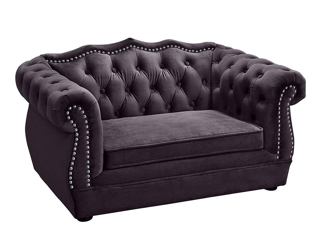 Tov Furniture TOV-P2037-N Yorkshire Collection  Button Tufted Pet Bed with Velvet Cushion