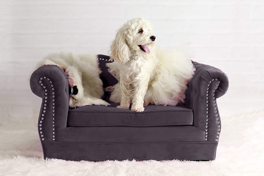 Tov Furniture TOV-P2037-N Yorkshire Collection  Button Tufted Pet Bed with Velvet Cushion