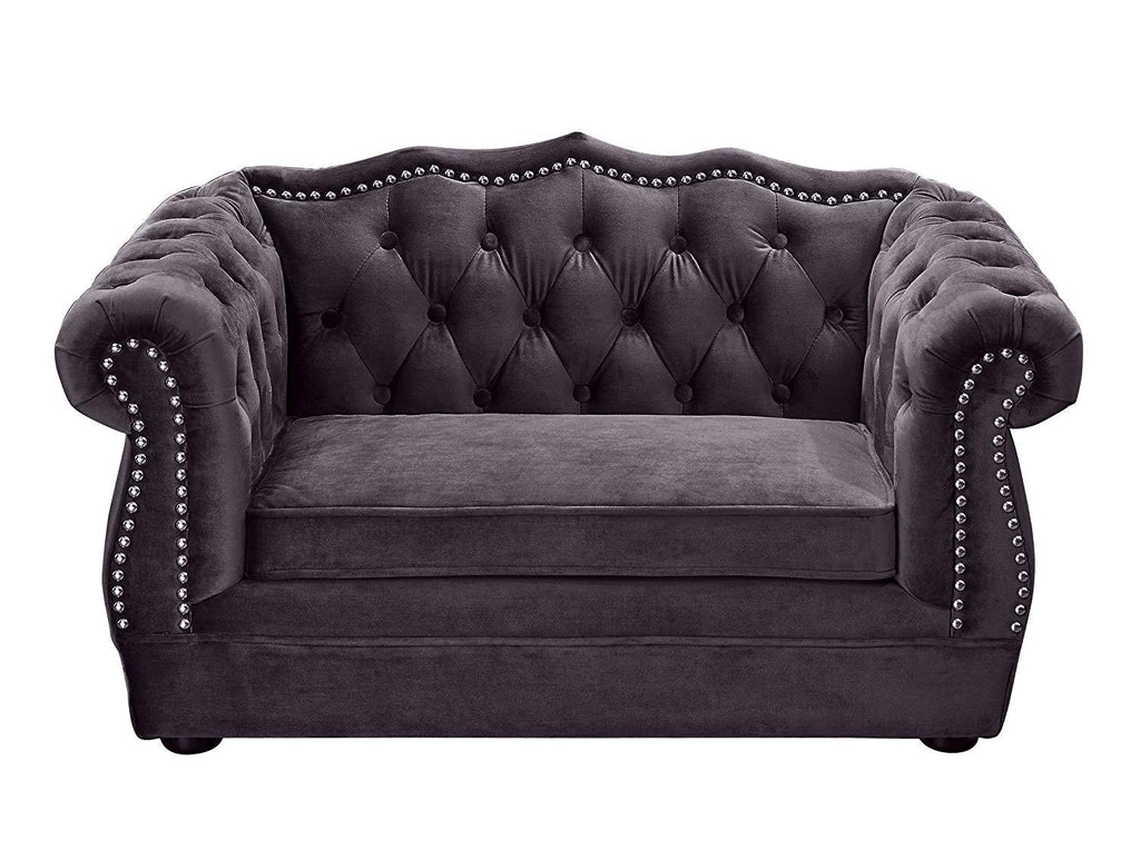 Tov Furniture TOV-P2037-N Yorkshire Collection  Button Tufted Pet Bed with Velvet Cushion