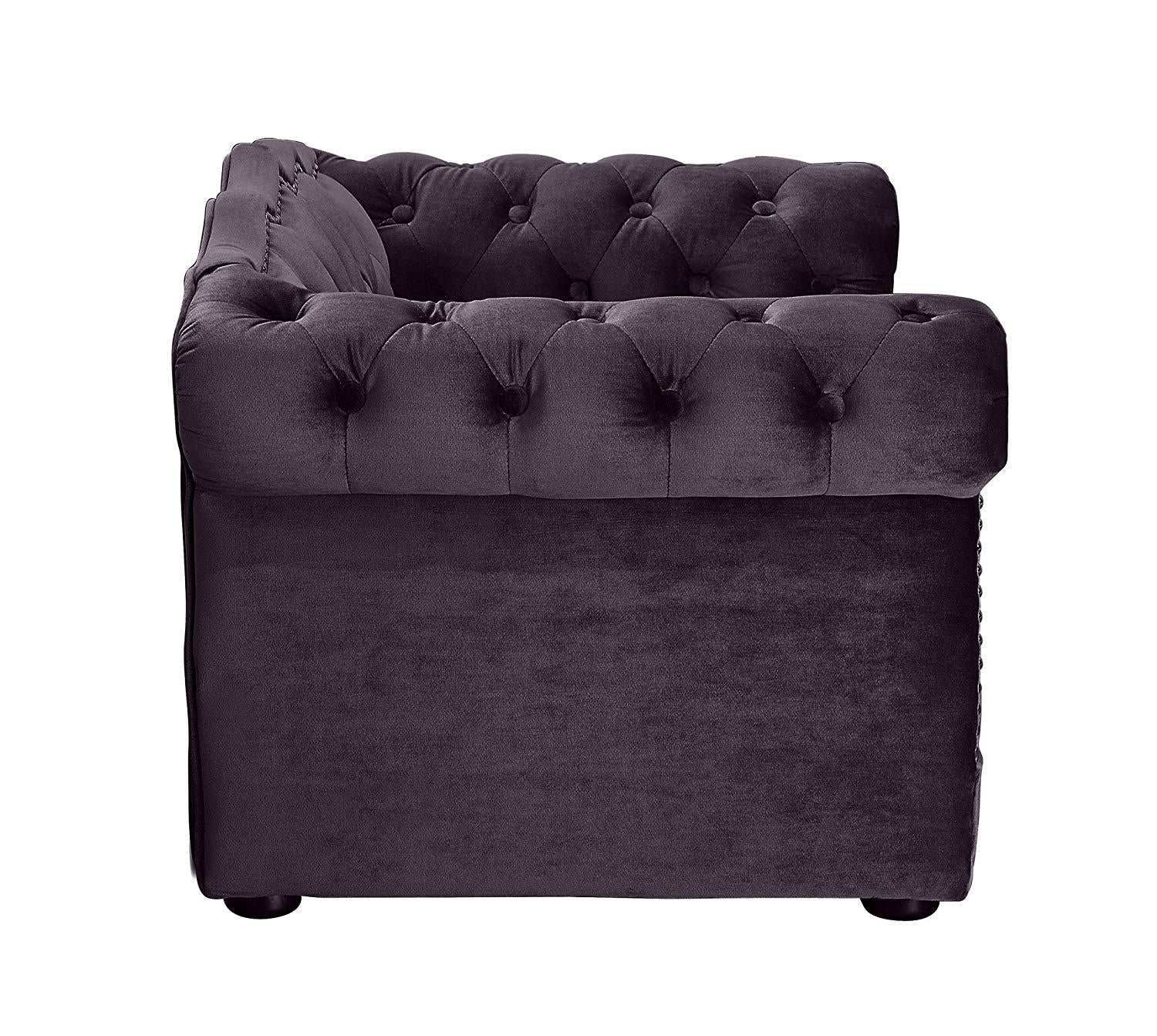 Tov Furniture TOV-P2037-N Yorkshire Collection  Button Tufted Pet Bed with Velvet Cushion