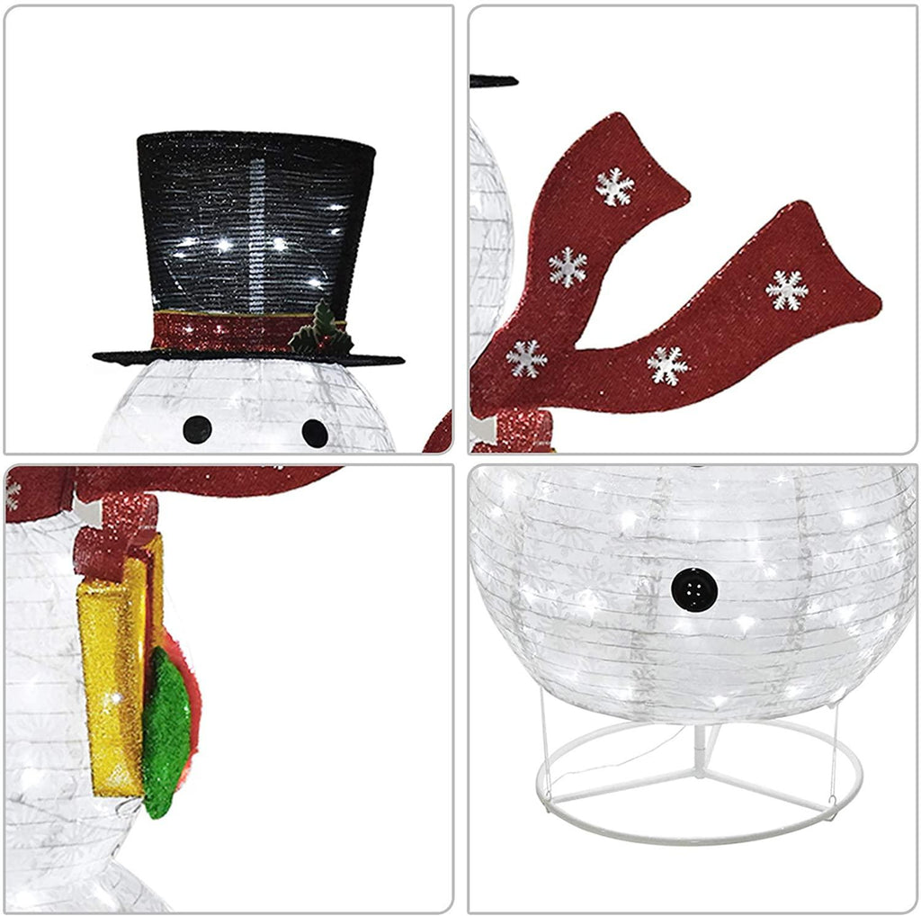 6FT Christmas Snowman 200 LED Warm White with  Lights, Foldable/Pop Up Decorations for Xmas Indoor Outdoor Decor