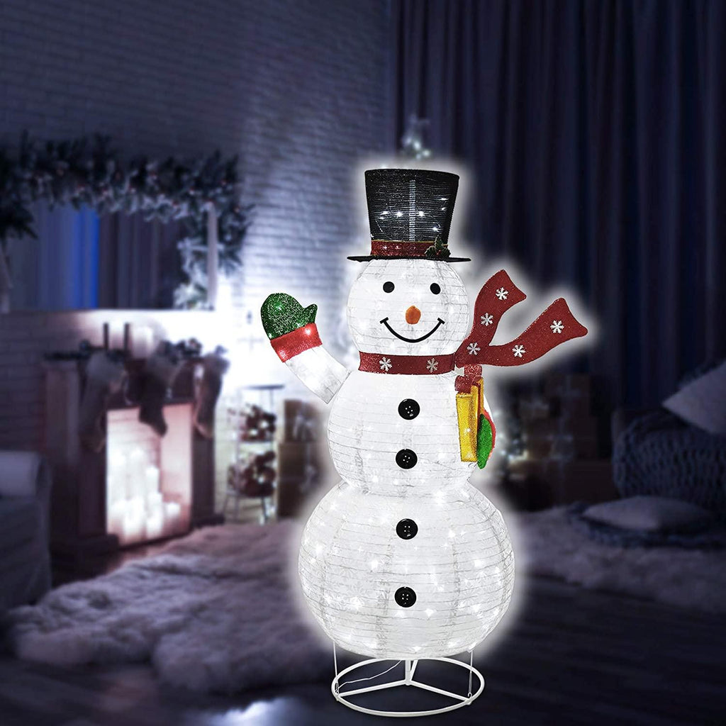 6FT Christmas Snowman 200 LED Warm White with  Lights, Foldable/Pop Up Decorations for Xmas Indoor Outdoor Decor